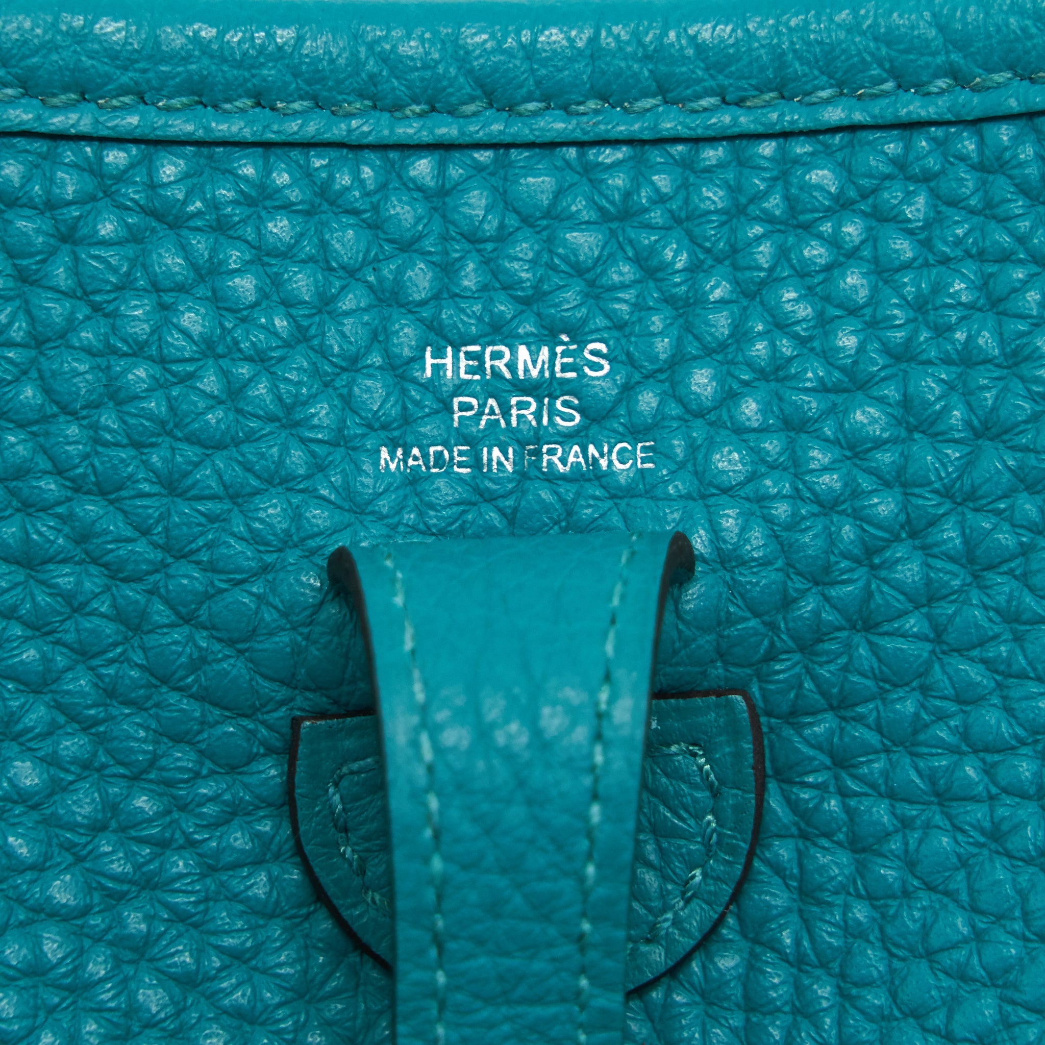 HERMES MINI EVELYNE BLEU PAON TAURILLON SHW