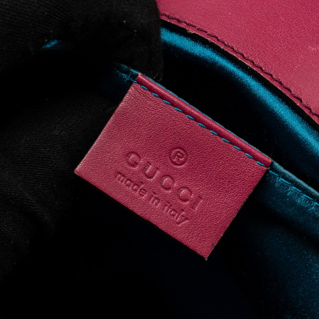 GUCCI SMALL GG MARMONT SHOULDER BAG VELVET PINK GHW
