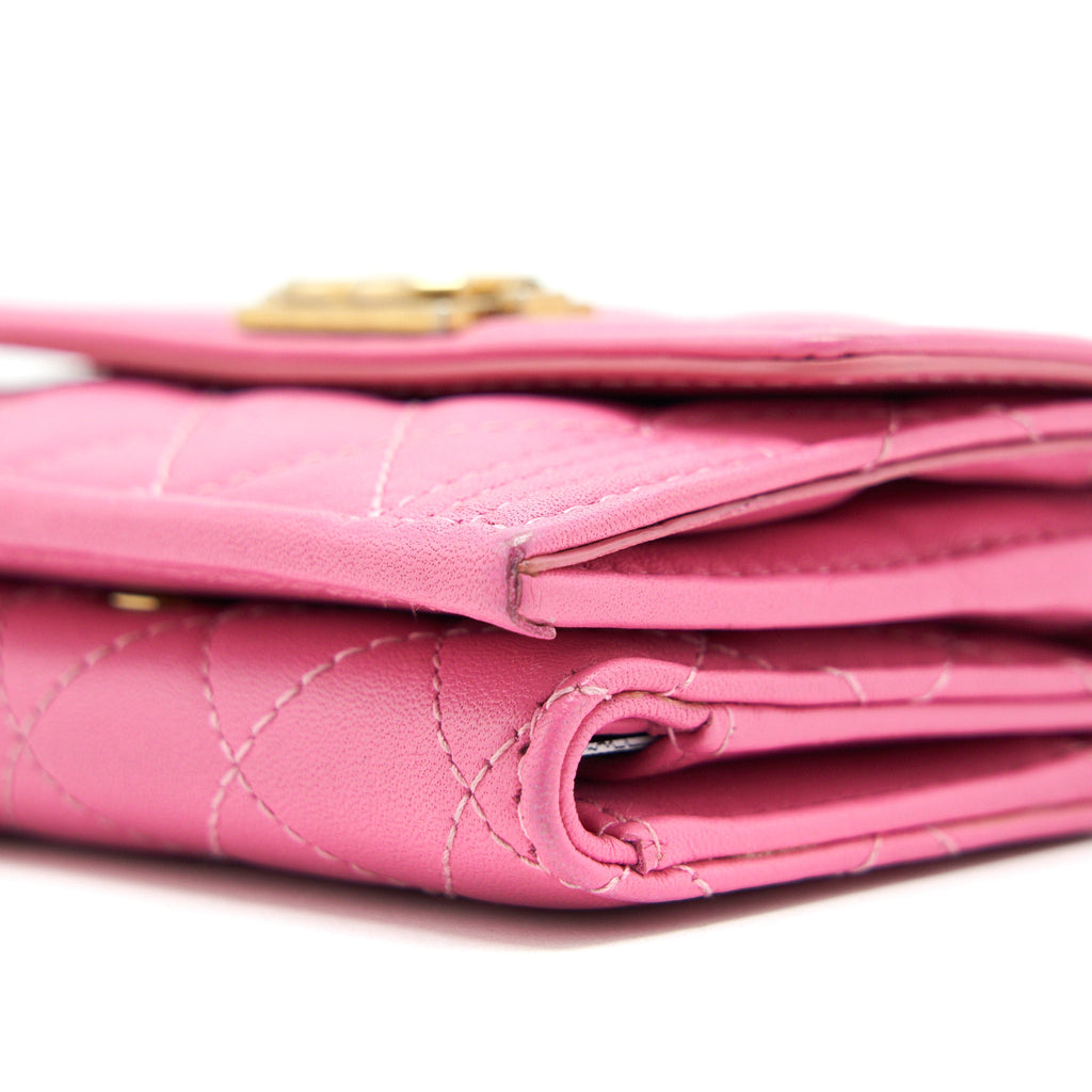 CHANEL BOY SMALL WALLET PINK BRUSHED LAMBSKIN GHW