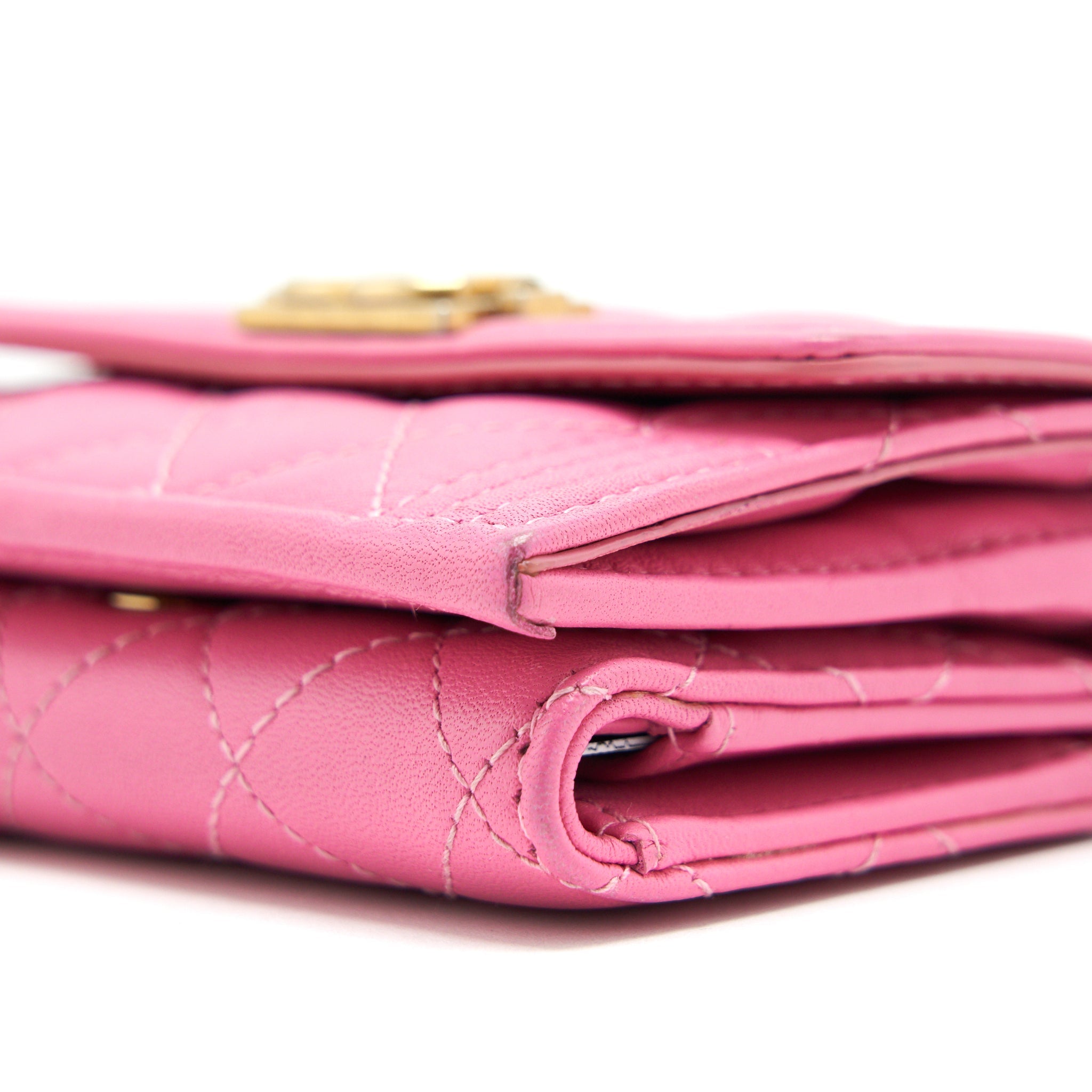 CHANEL BOY SMALL WALLET PINK BRUSHED LAMBSKIN GHW