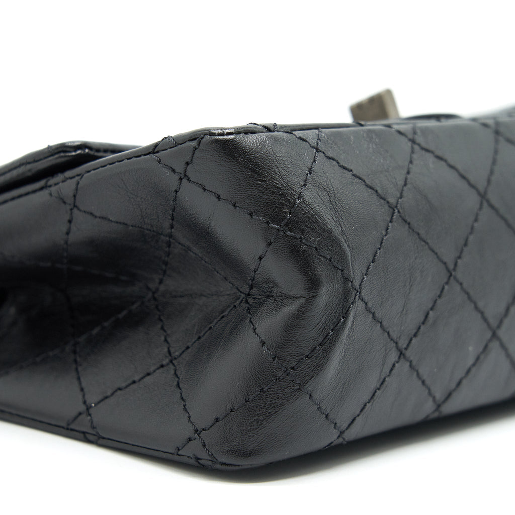 CHANEL MINI 2.55 REISSUE FLAP BAG BLACK WITH RUTHENIUM HARDWARE