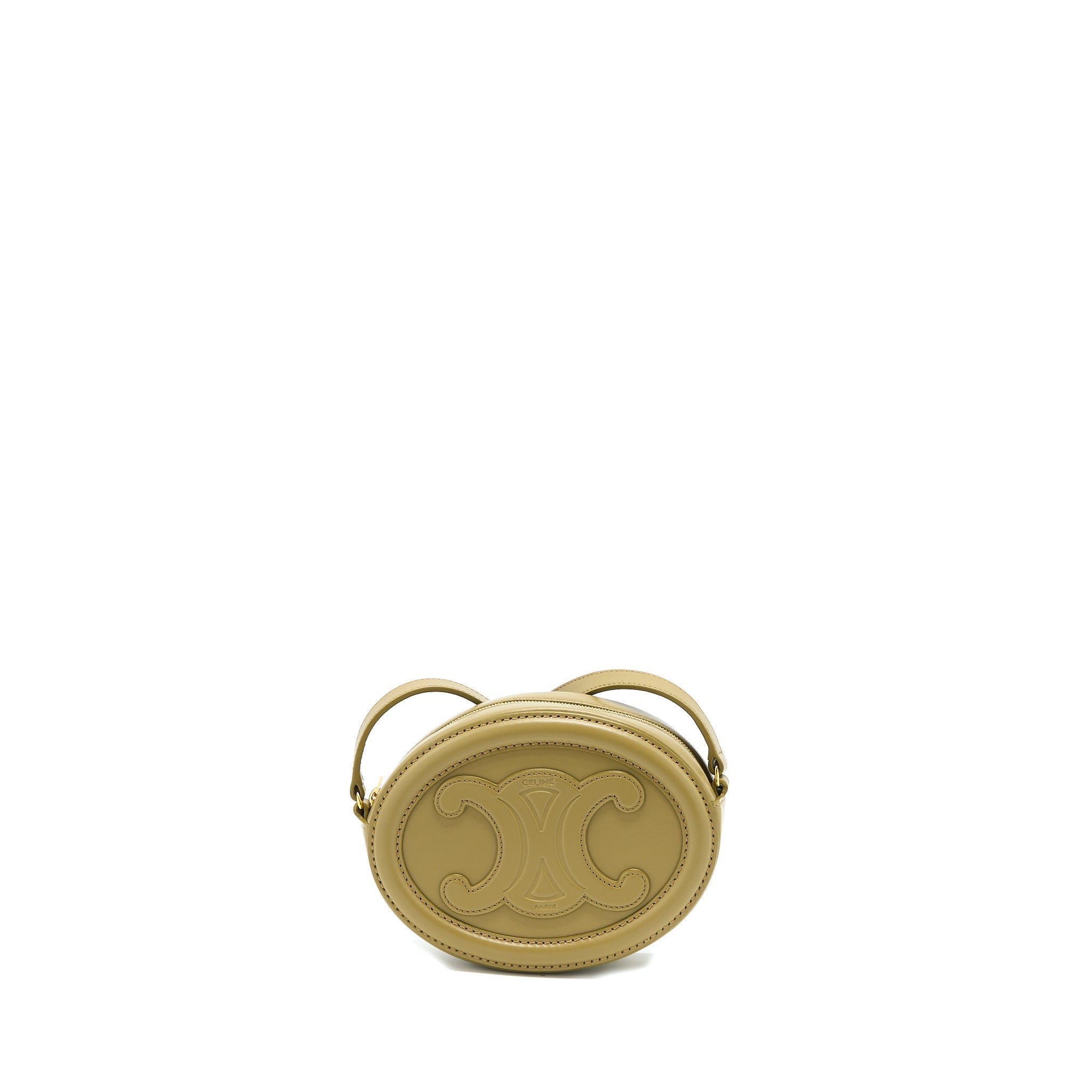 CELINE CROSSBODY OVAL PURSE CALFSKIN OLIVE GHW