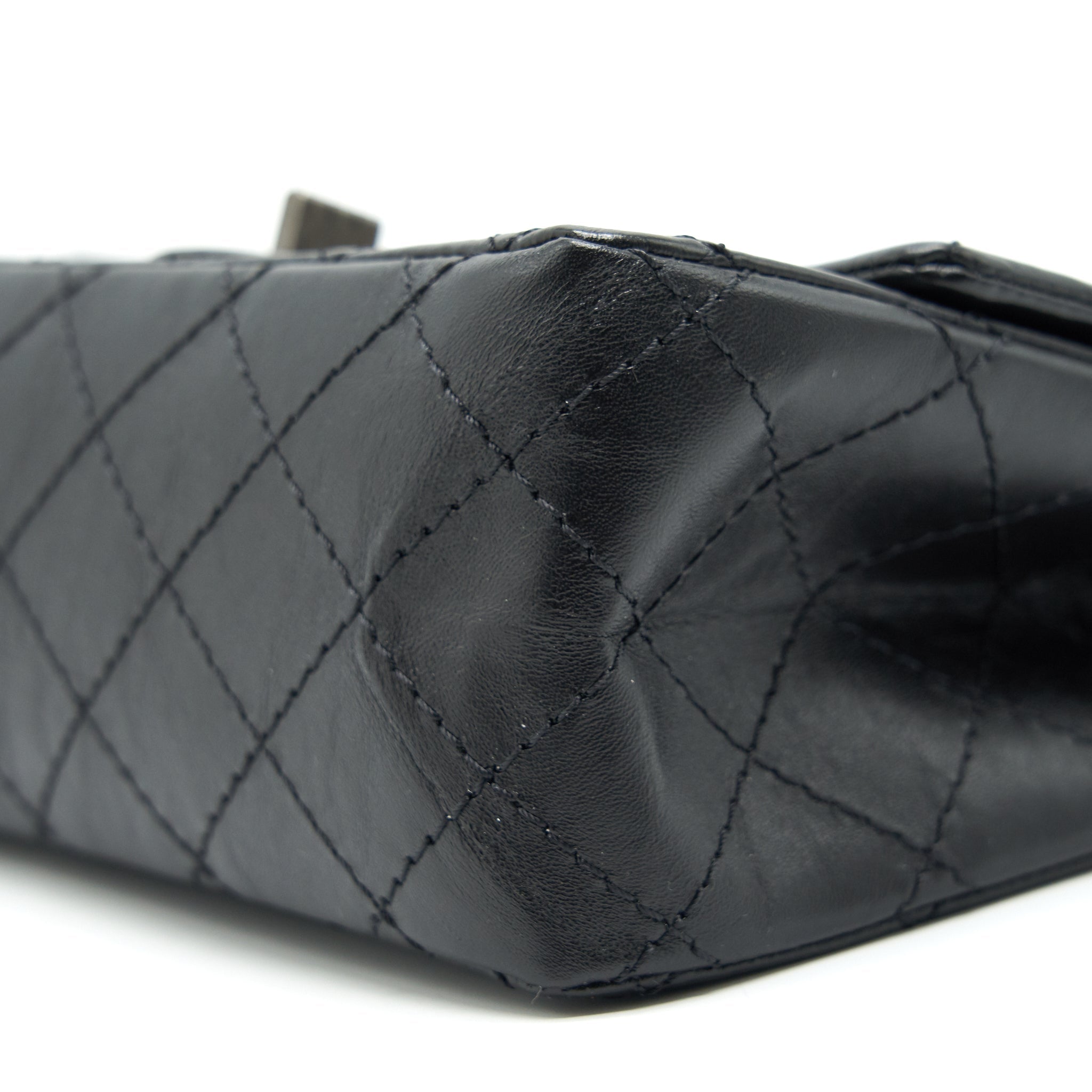 CHANEL MINI 2.55 REISSUE FLAP BAG BLACK WITH RUTHENIUM HARDWARE