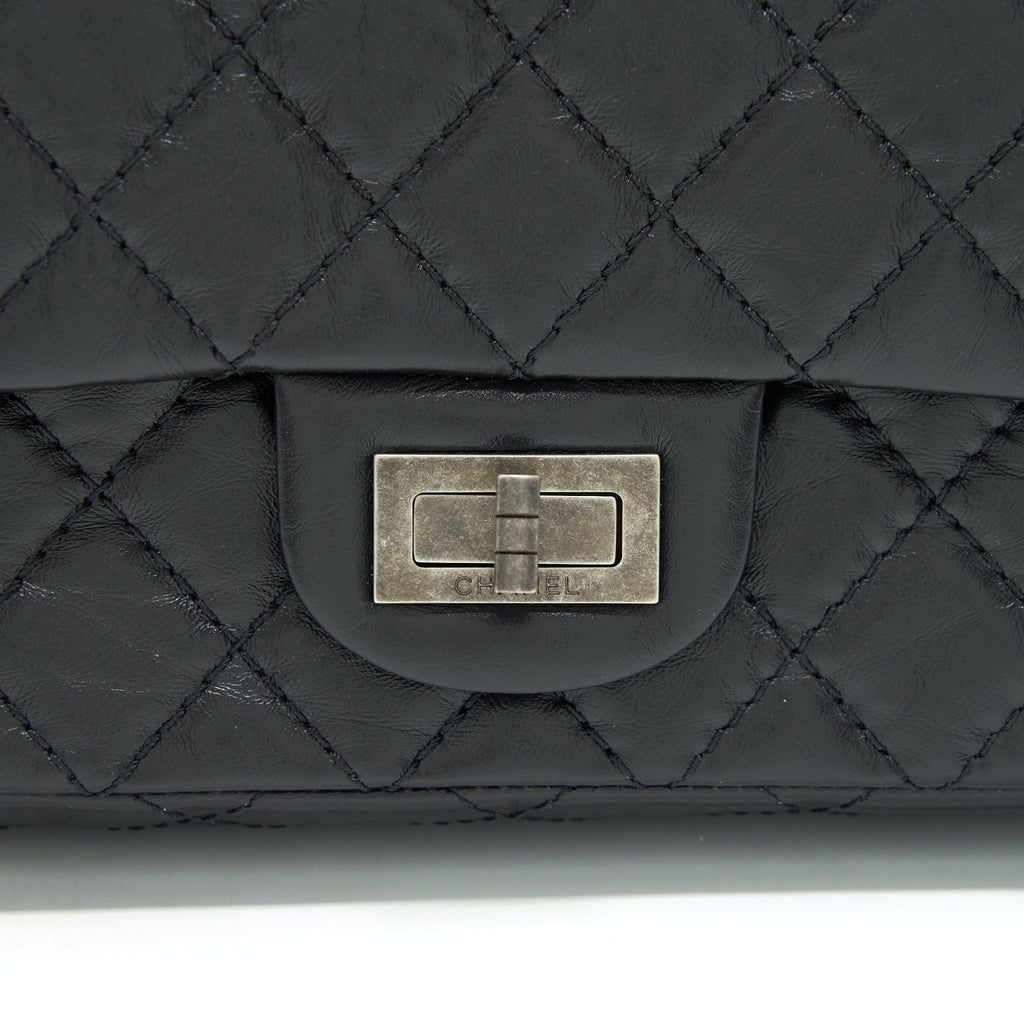 CHANEL MINI 2.55 REISSUE FLAP BAG BLACK WITH RUTHENIUM HARDWARE