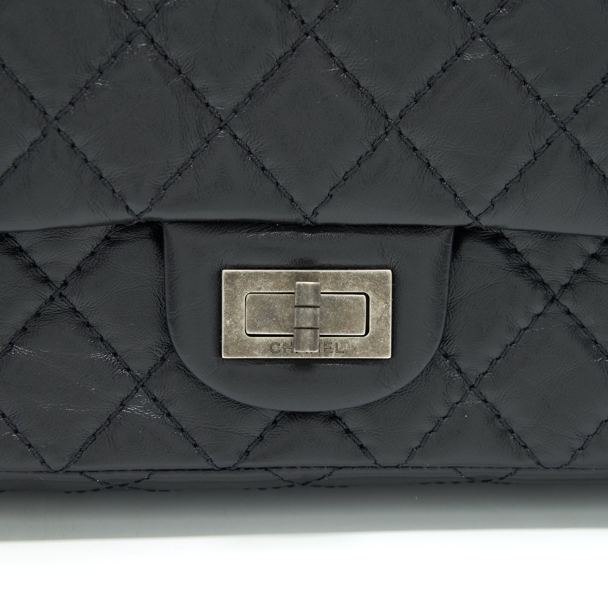 CHANEL MINI 2.55 REISSUE FLAP BAG BLACK WITH RUTHENIUM HARDWARE