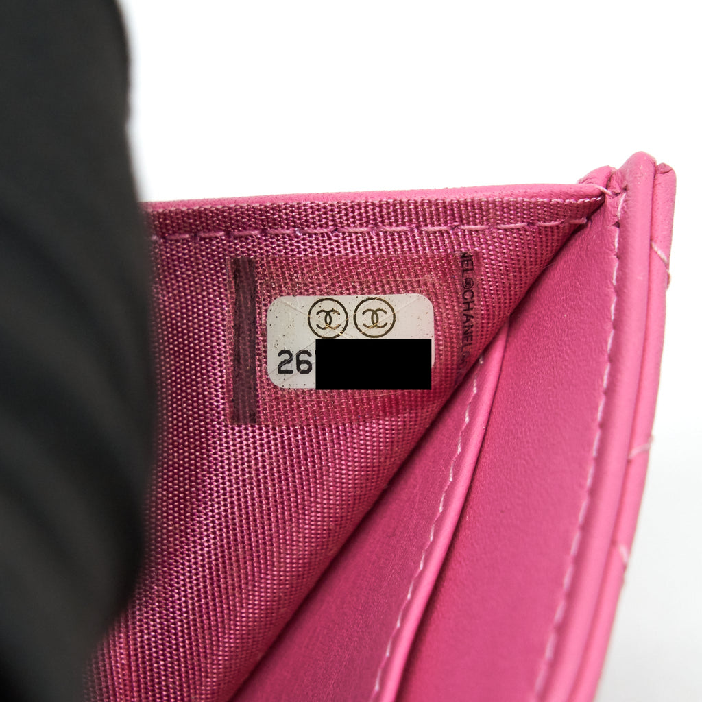 CHANEL BOY SMALL WALLET PINK BRUSHED LAMBSKIN GHW