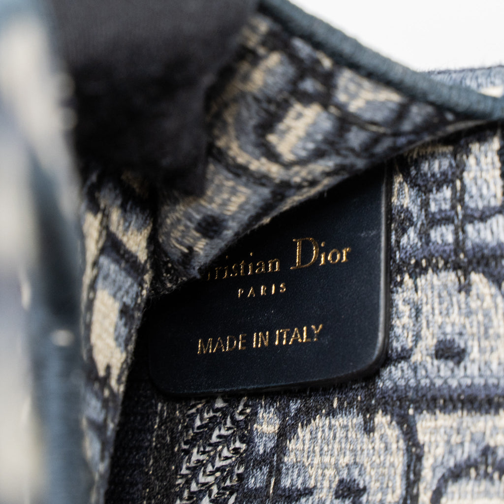 DIOR MINI BOOK TOTE BLUE OBLIQUE EMBROIDERY