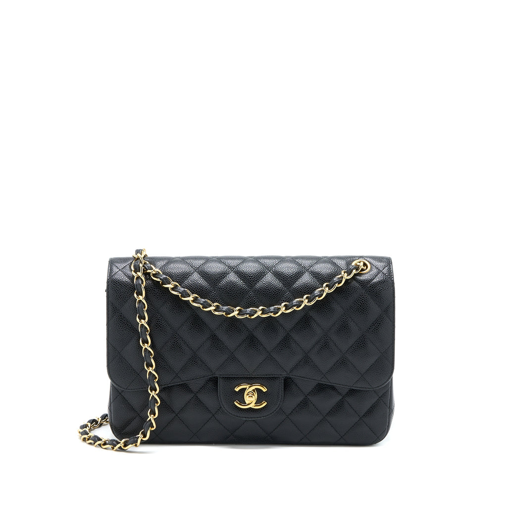 CHANEL CLASSIC JUMBO DOUBLE FLAP BAG CAVIAR BLACK GHW