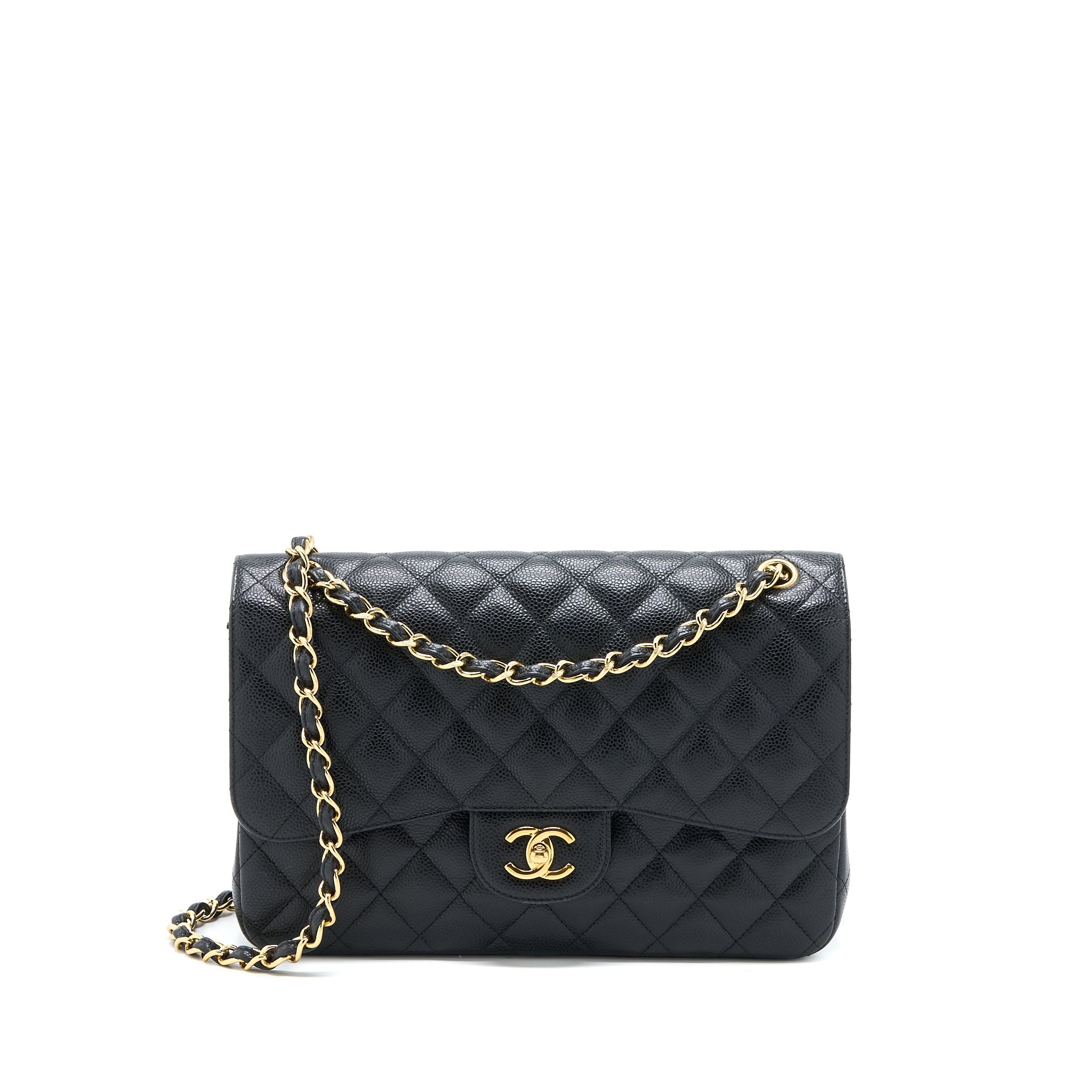 CHANEL CLASSIC JUMBO DOUBLE FLAP BAG CAVIAR BLACK GHW