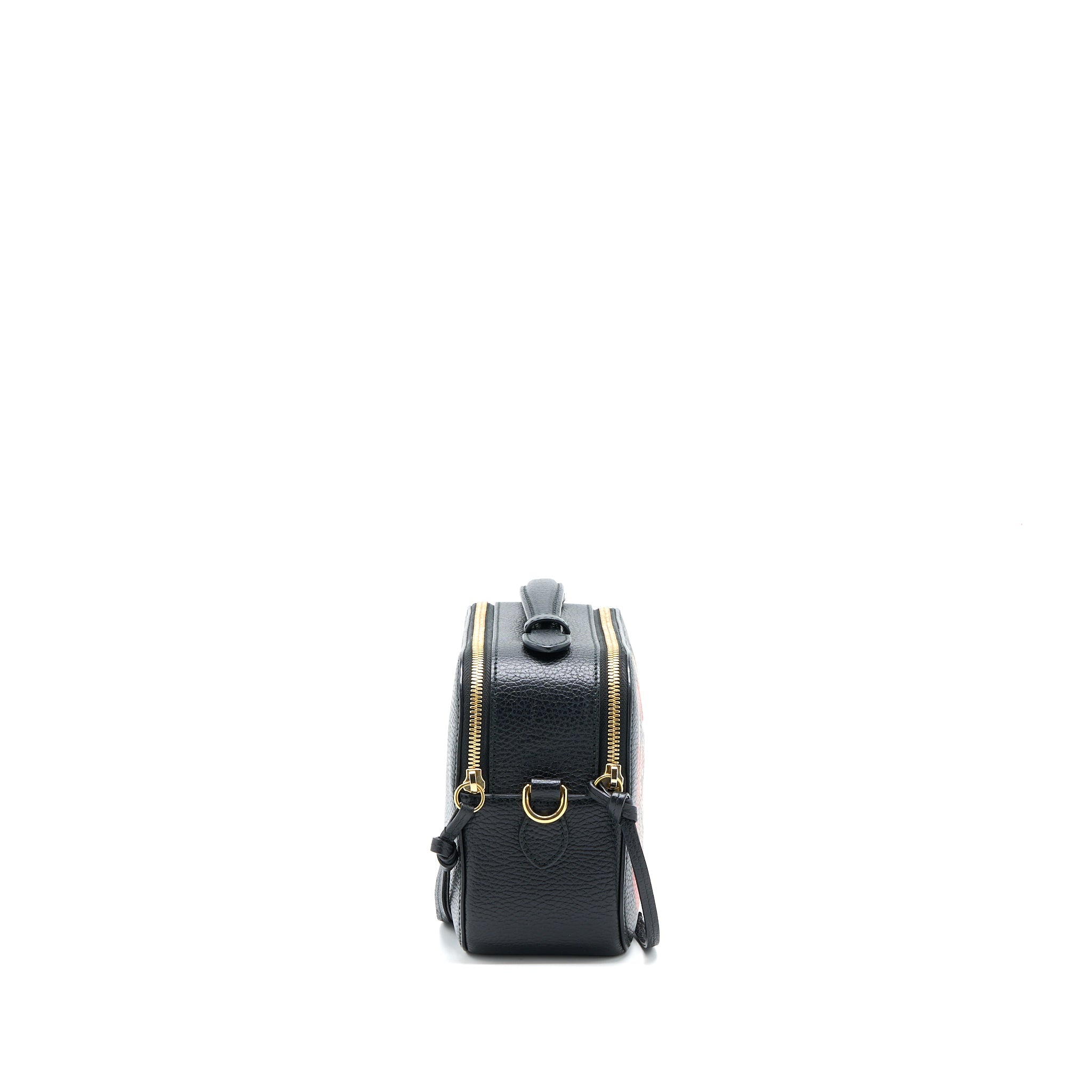GUCCI SNAKE PRINTED CAMERA BAG CALFSKIN BLACK GHW