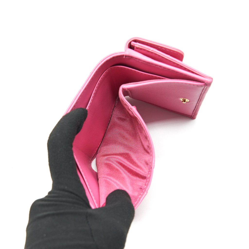CHANEL BOY SMALL WALLET PINK BRUSHED LAMBSKIN GHW