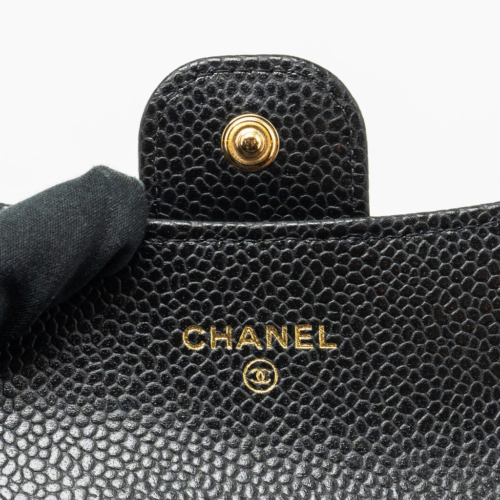 CHANEL CLASSIC FLAP CARD HOLDER CAVIAR BLACK GHW (MICROCHIP)