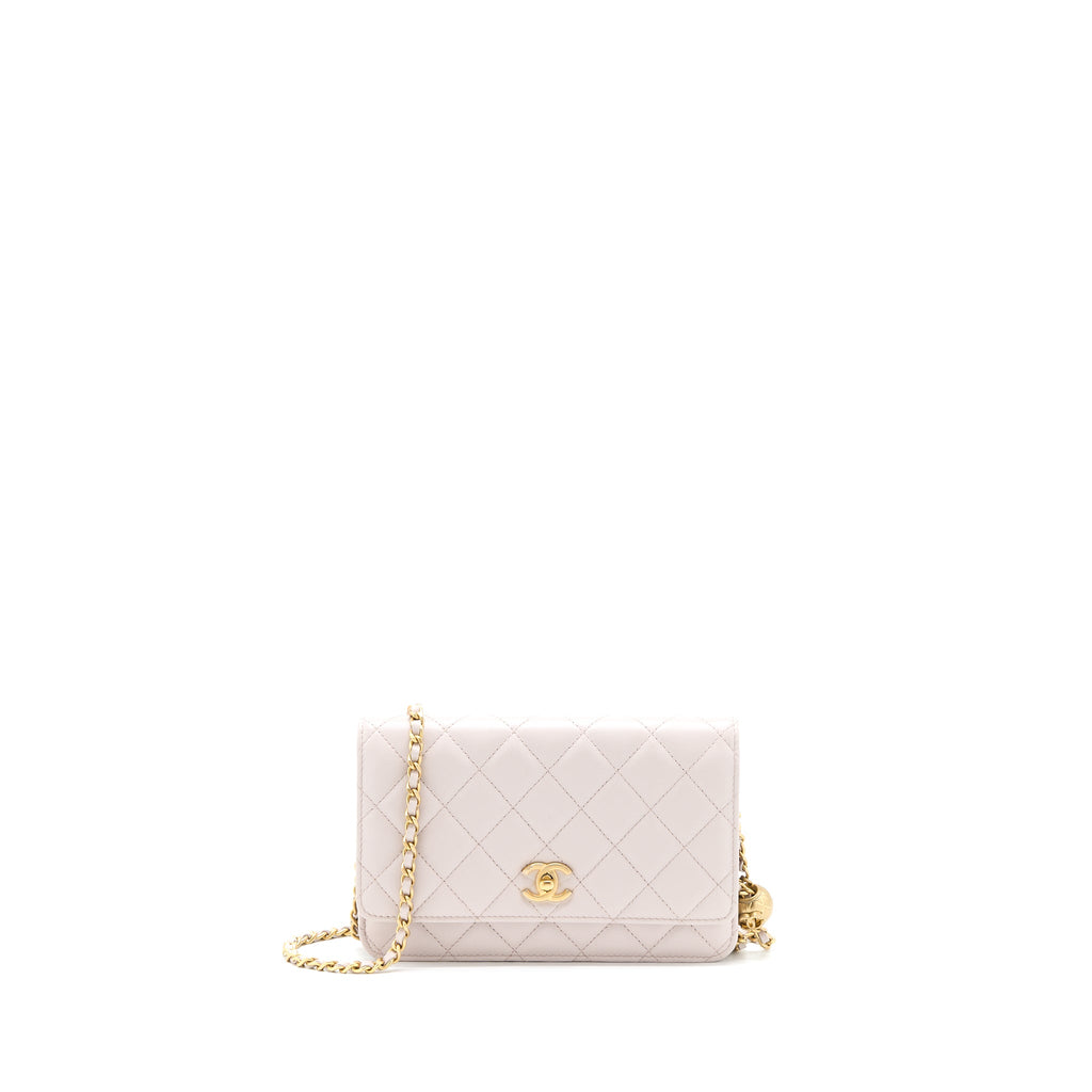 CHANEL PEARL CRUSH WALLET ON CHAIN LAMBSKIN LIALIC/LIGHT PURPLE BRUSHED GHW (MICROCHIP)