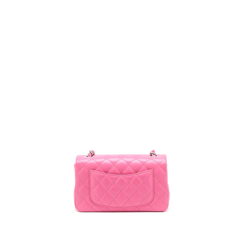 CHANEL CLASSIC MINI RECTANGULAR FLAP BAG LAMBSKIN PINK SHW