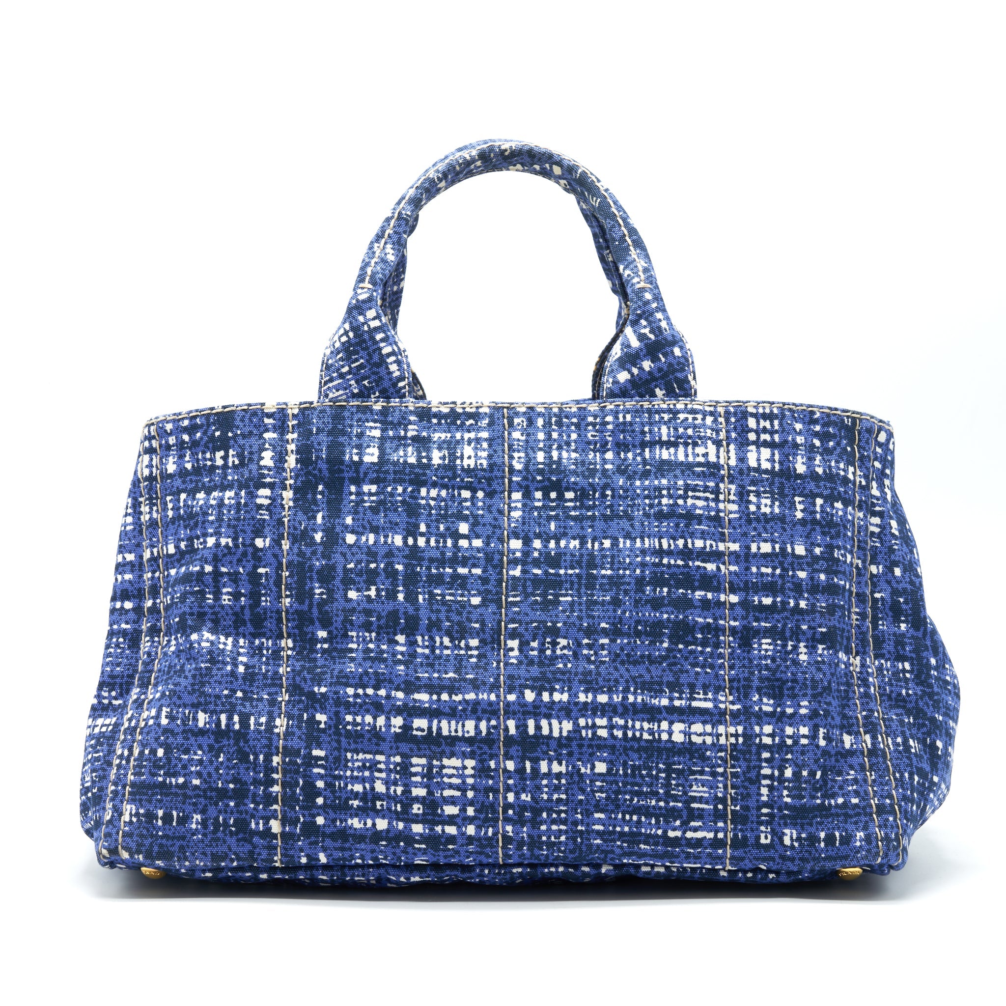 PRADA CANVAS SHOPPING TOTE BAG BLUE