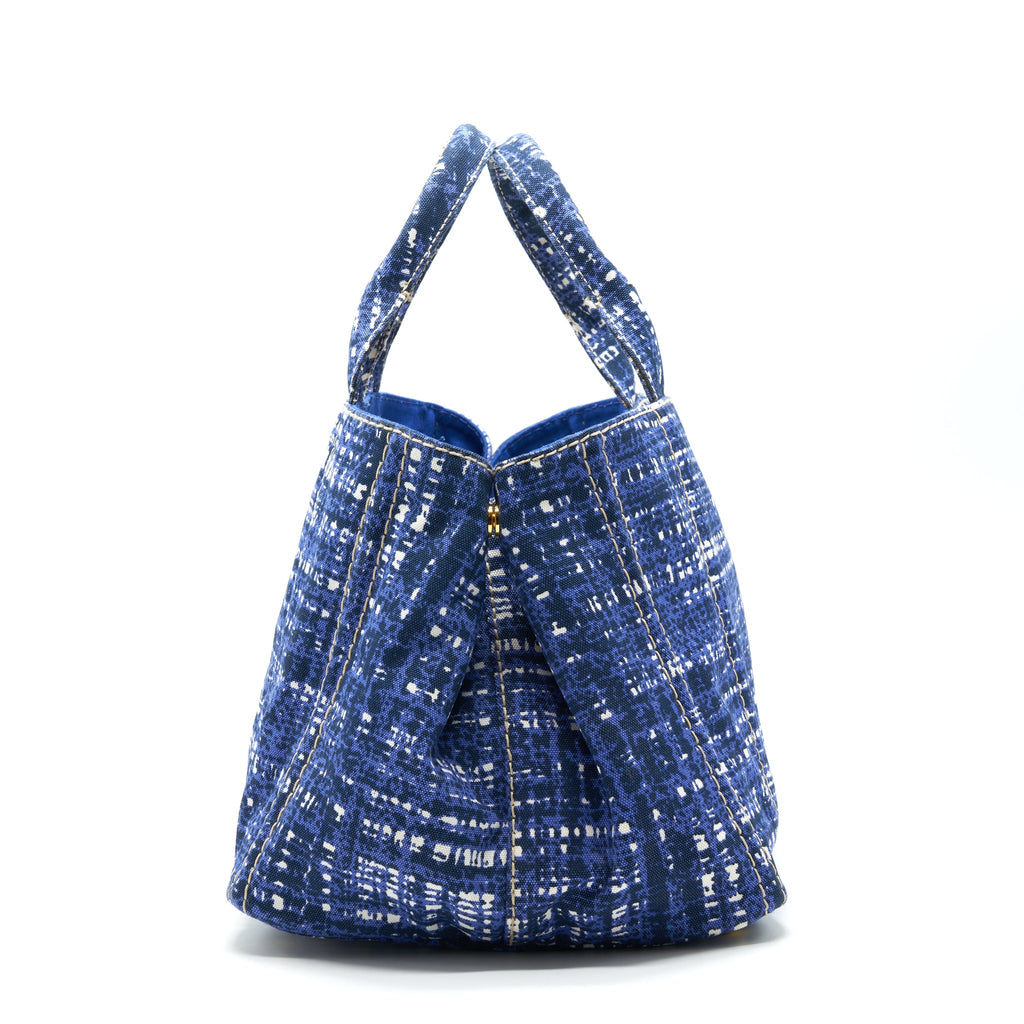 PRADA CANVAS SHOPPING TOTE BAG BLUE