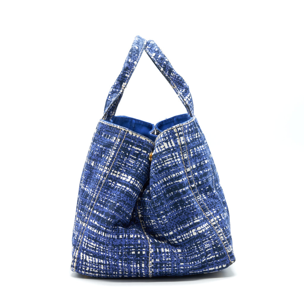 PRADA CANVAS SHOPPING TOTE BAG BLUE