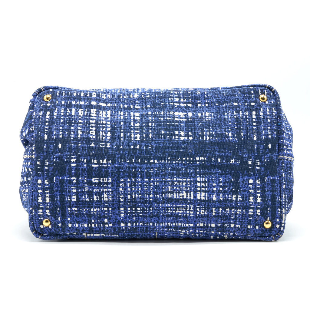 PRADA CANVAS SHOPPING TOTE BAG BLUE