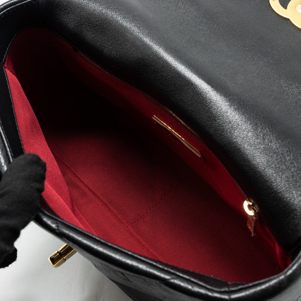 CHANEL SMALL 19 BAG GOATSKIN BLACK MULTICOLOUR HARDWARE