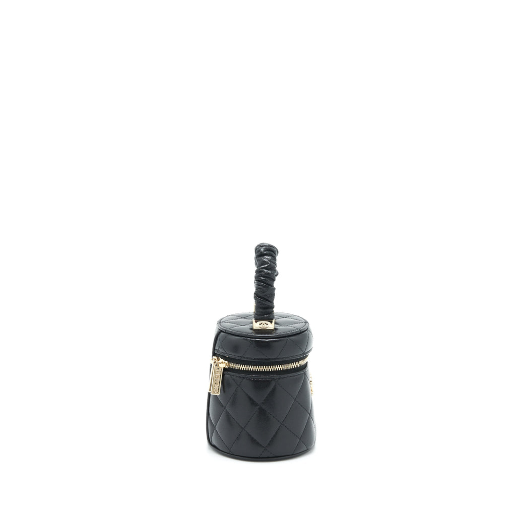 CHANEL 22S TOP HANDLE SUPER MINI VANITY LAMBSKIN BLACK LGHW
