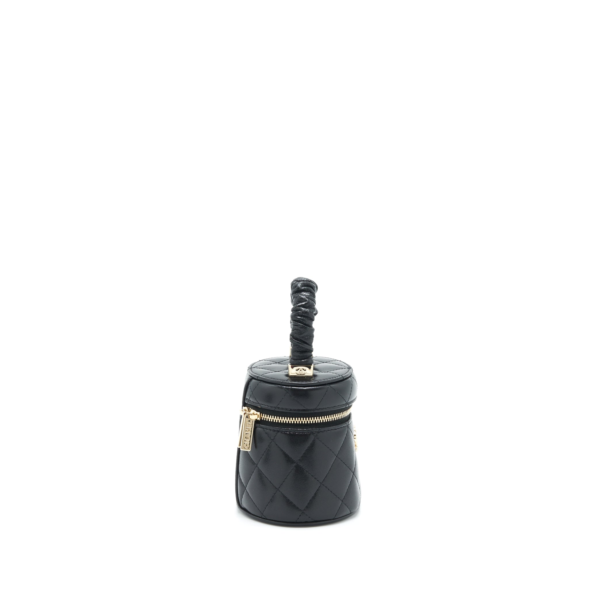 CHANEL 22S TOP HANDLE SUPER MINI VANITY LAMBSKIN BLACK LGHW