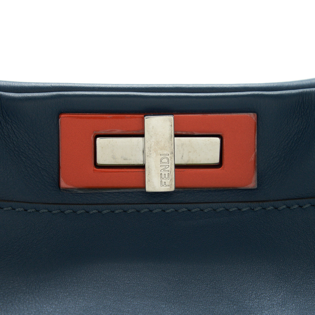 FENDI MEDIUM PEEKABOO BAG DARK BLUE MULTI COLOUR HARDWARE