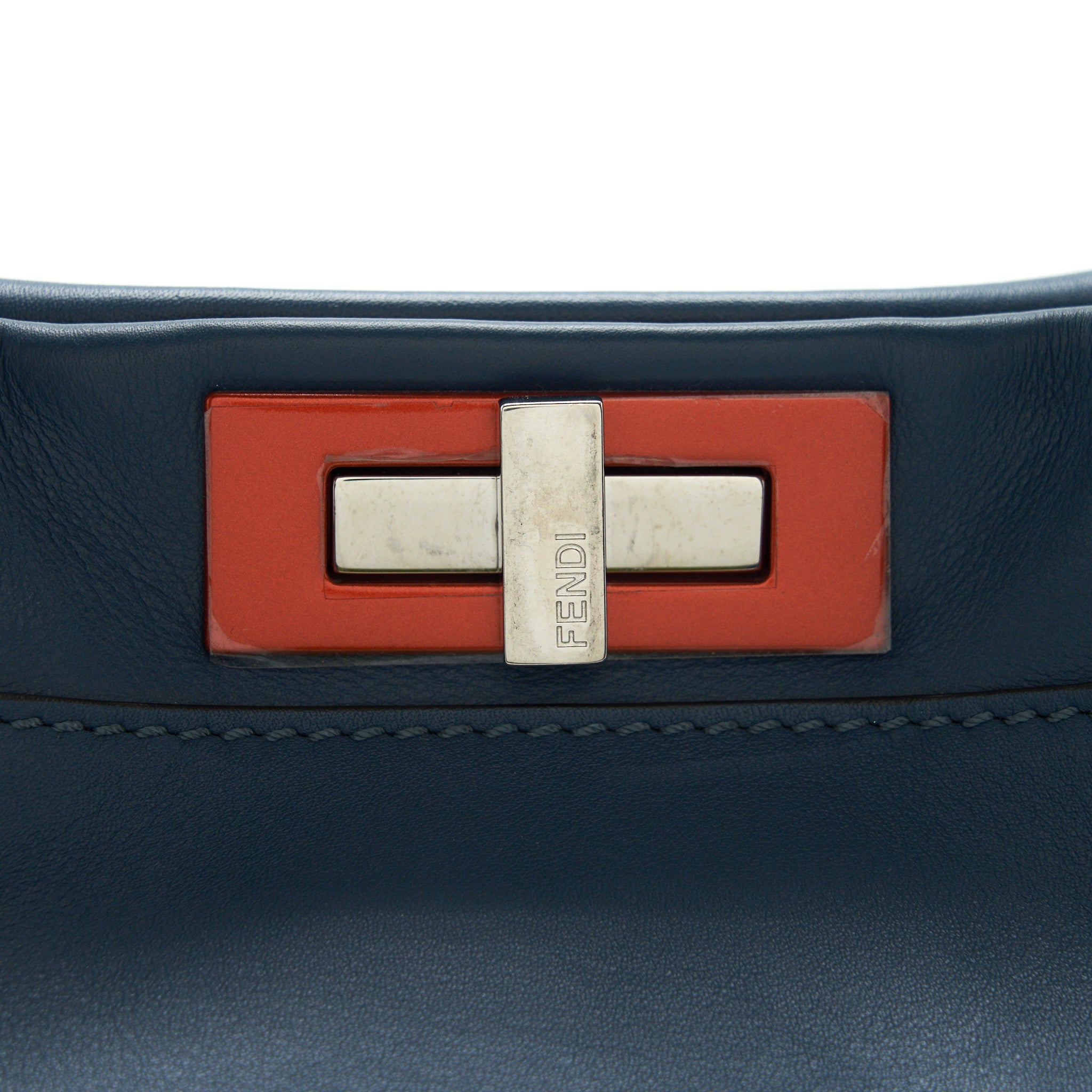 FENDI MEDIUM PEEKABOO BAG DARK BLUE MULTI COLOUR HARDWARE