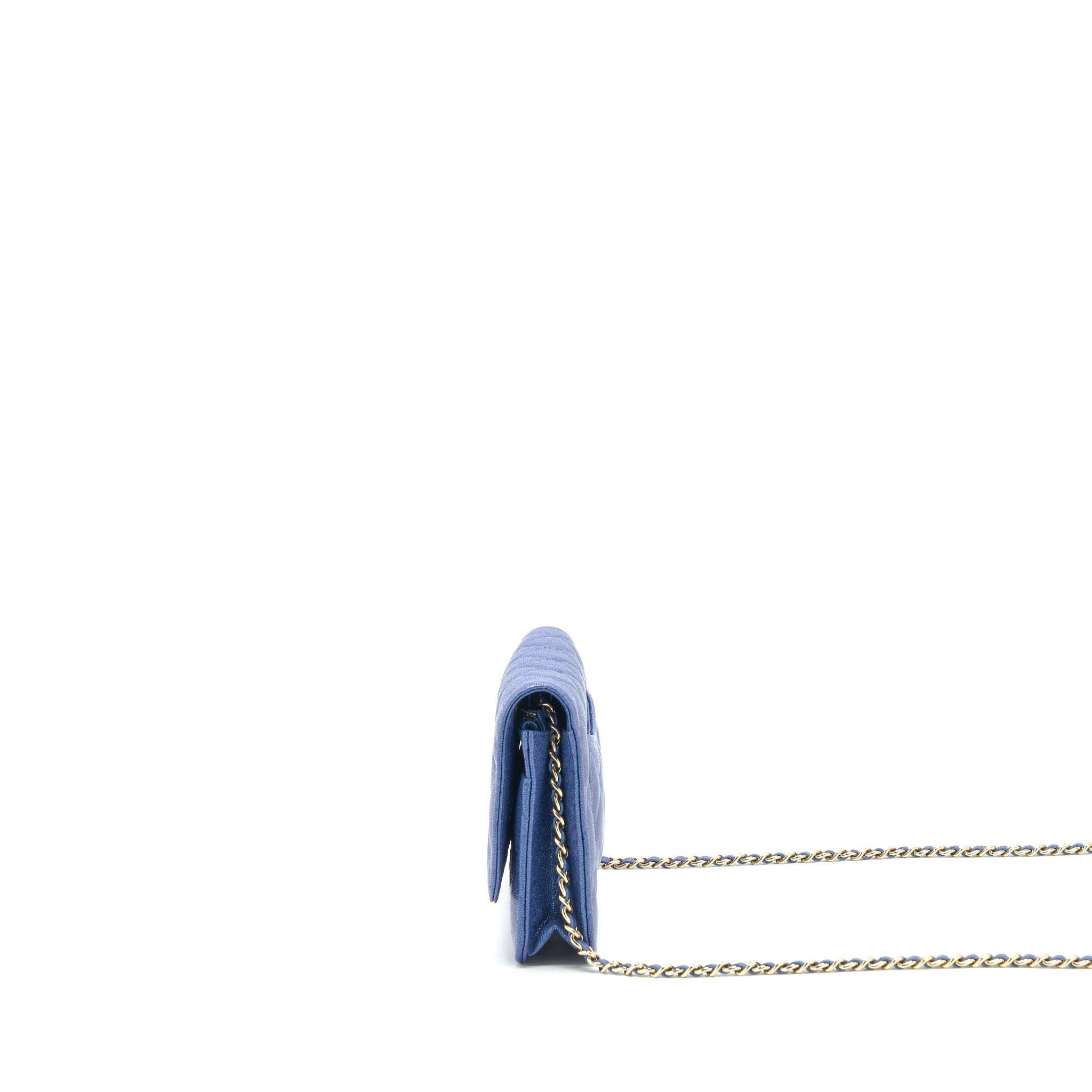 CHANEL CLASSIC WALLET ON CHAIN CAVIAR IRIDESCENT BLUE LGHW