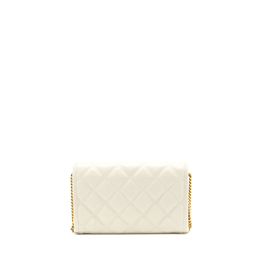SAINT LAURENT BECKY QUILTED CHAIN BAG WHITE GHW