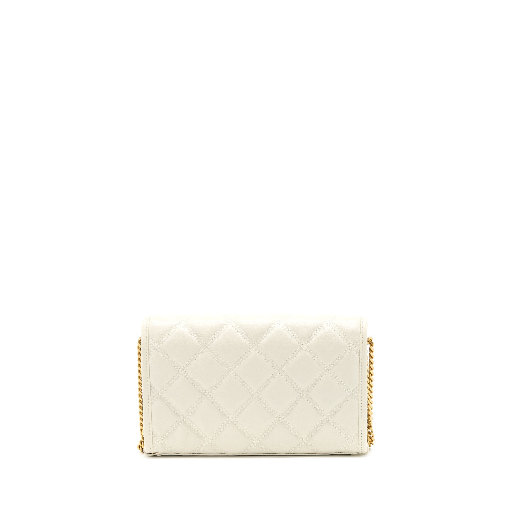 SAINT LAURENT BECKY QUILTED CHAIN BAG WHITE GHW
