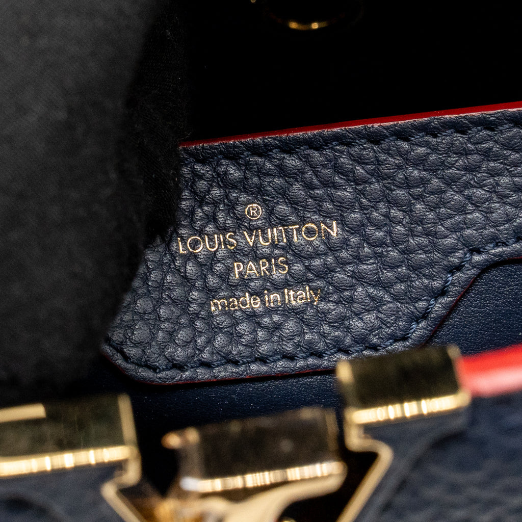 LOUIS VUITTON CAPUCINES PM TAURILLON LEATHER MARINE BLUE GHW