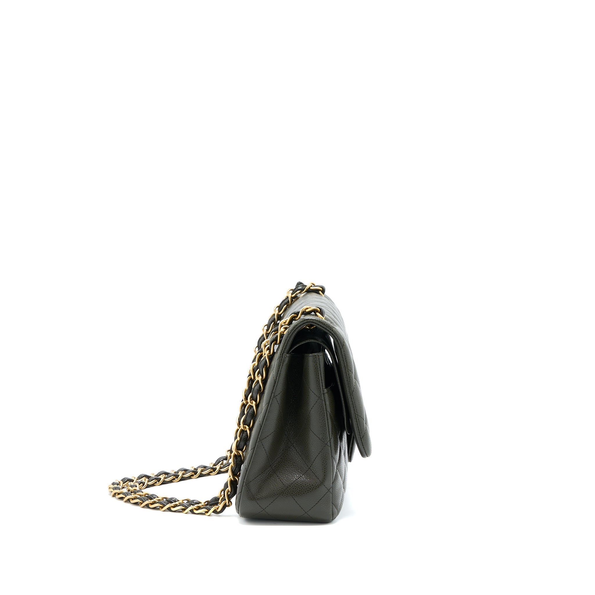 CHANEL CLASSIC JUMBO DOUBLE FLAP BAG CAVIAR OLIVE GREEN GHW