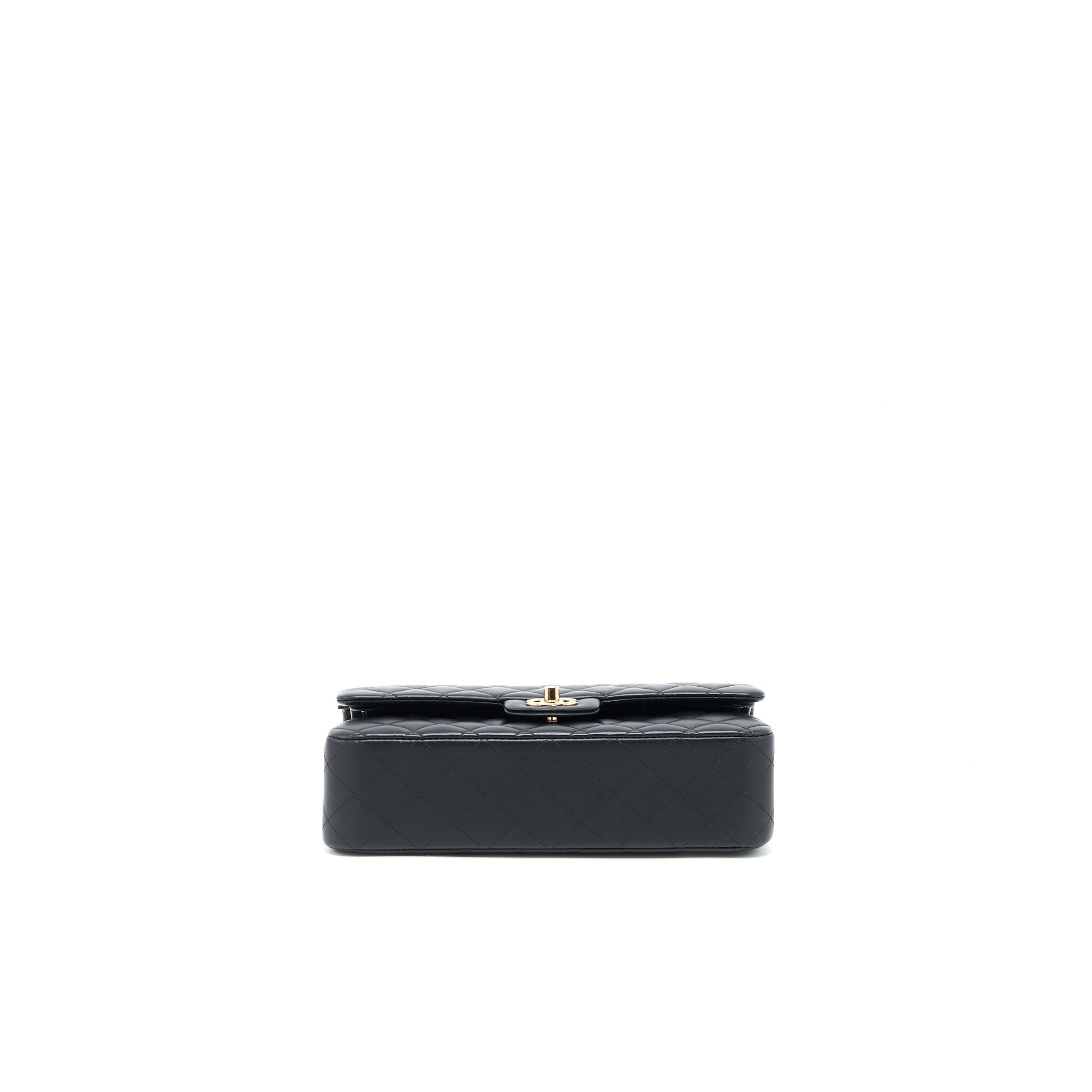 CHANEL MEDIUM CLASSIC FLAP BAG LAMBSKIN BLACK RGHW (MICROCHIP)