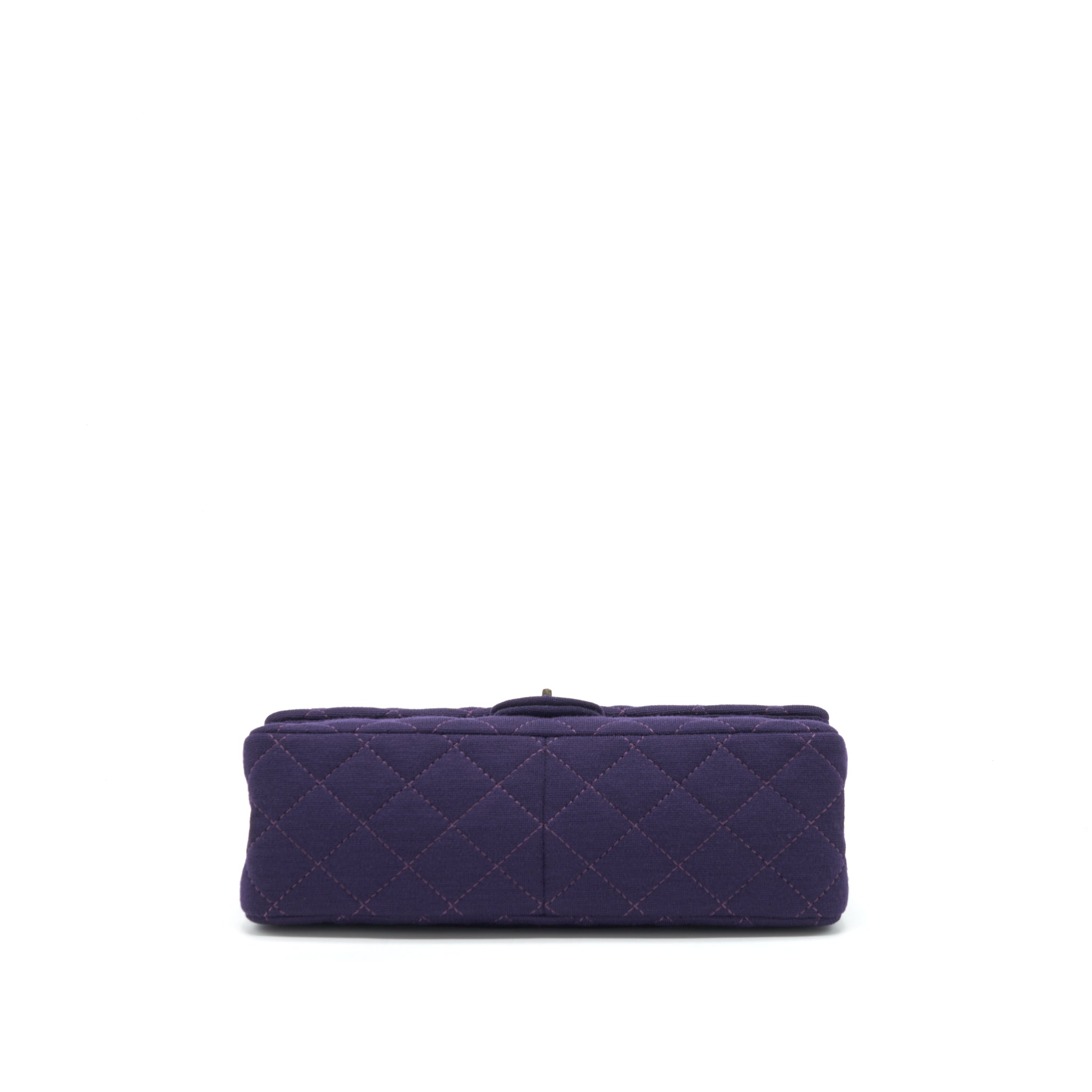 CHANEL 2.55 REISSUE 226 DOUBLE FLAP BAG FABRIC PURPLE RUTHENIUM SLIVER HARDWARE