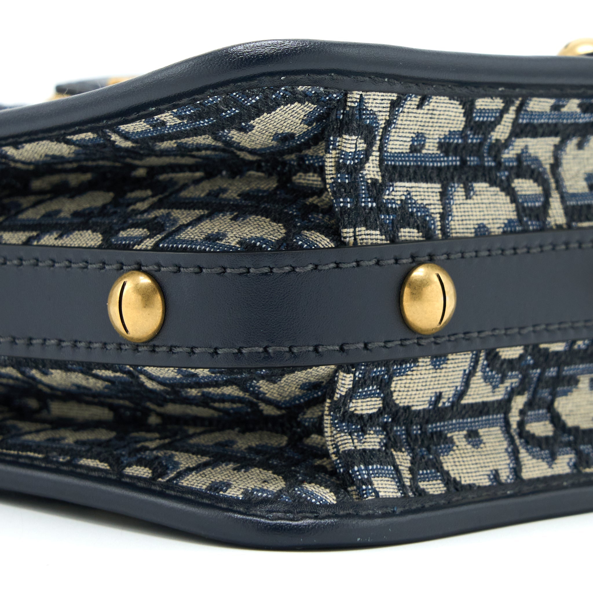 DIOR ADDICT VERTICAL MESSENGER BAG OBLIQUE CANVAS BLUE GHW