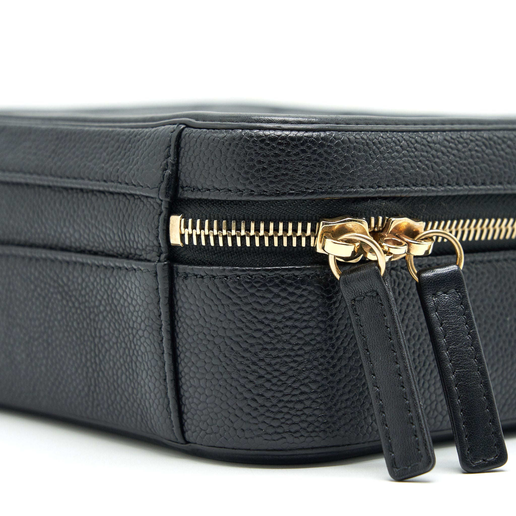 CHANEL CAVIA LEATHER VANITY BAG BLACK GHW