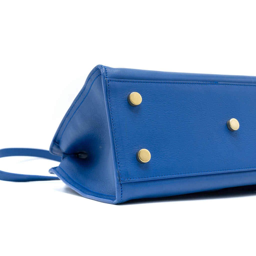 SAINT LAURENT CABAS TOTE BAG CALFSKIN BLUE GHW
