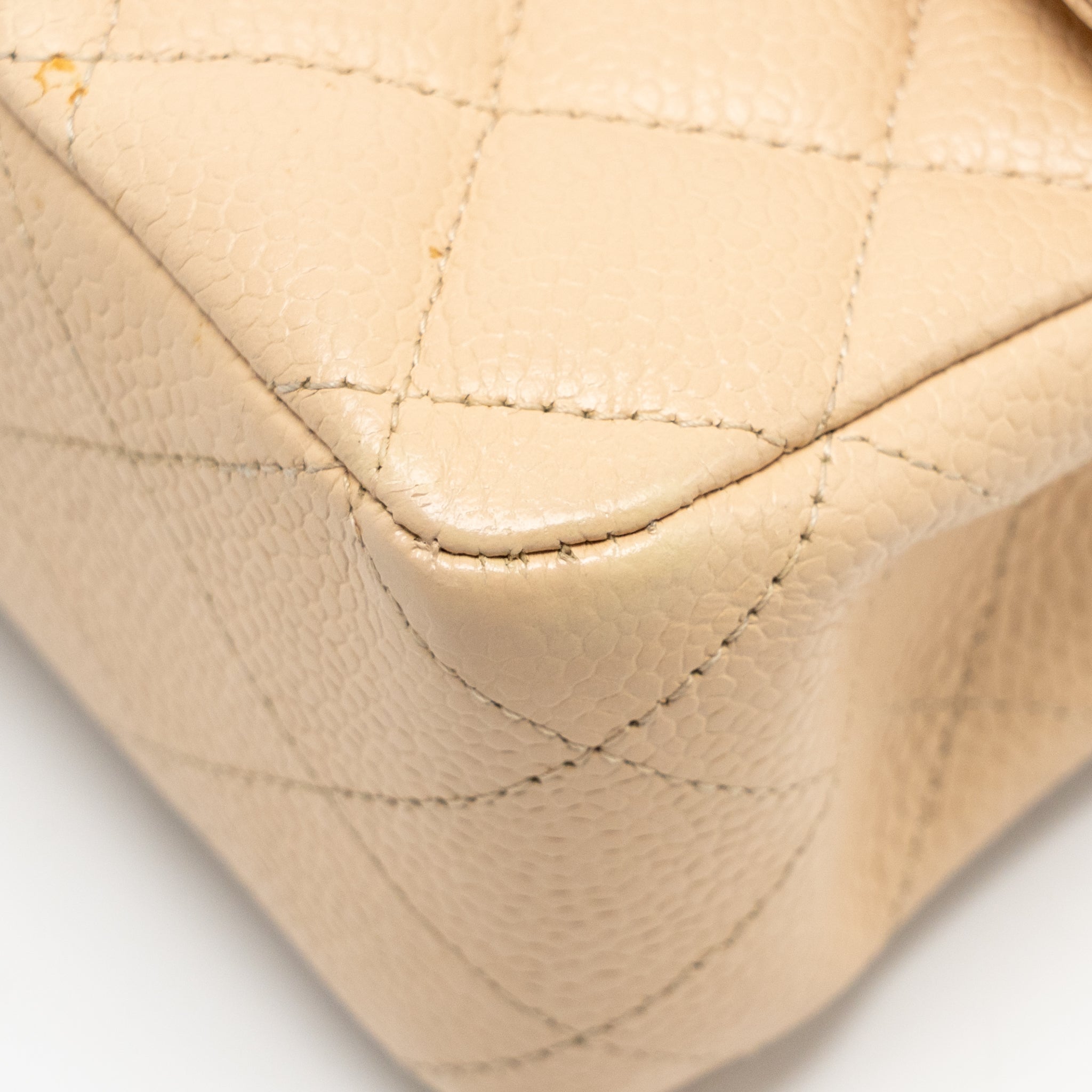 CHANEL MEDIUM CLASSIC DOUBLE FLAP BAG CAVIAR BEIGE SHW