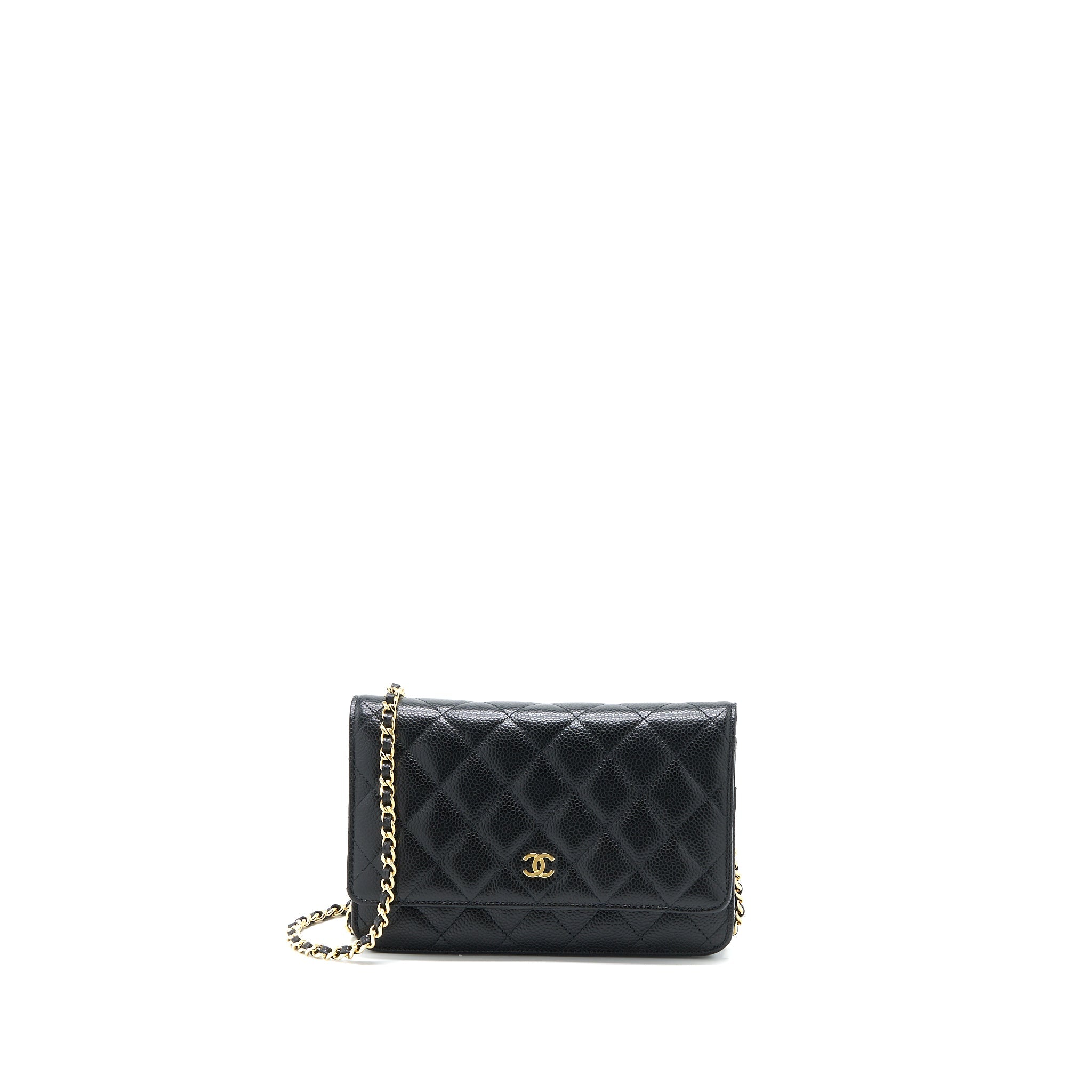 CHANEL CLASSIC WALLET ON CHAIN CAVIAR BLACK GHW (MICROCHIP)