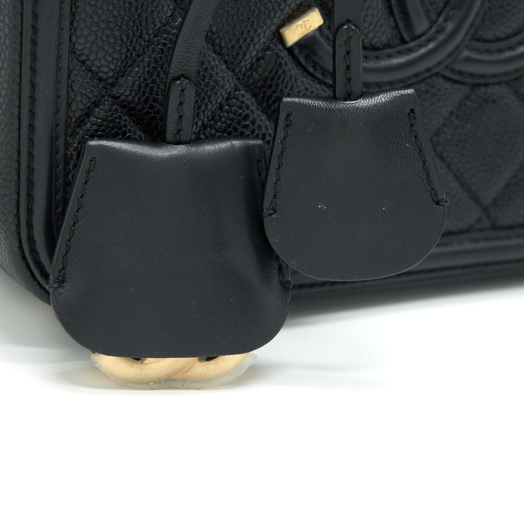 CHANEL CAVIA LEATHER VANITY BAG BLACK GHW