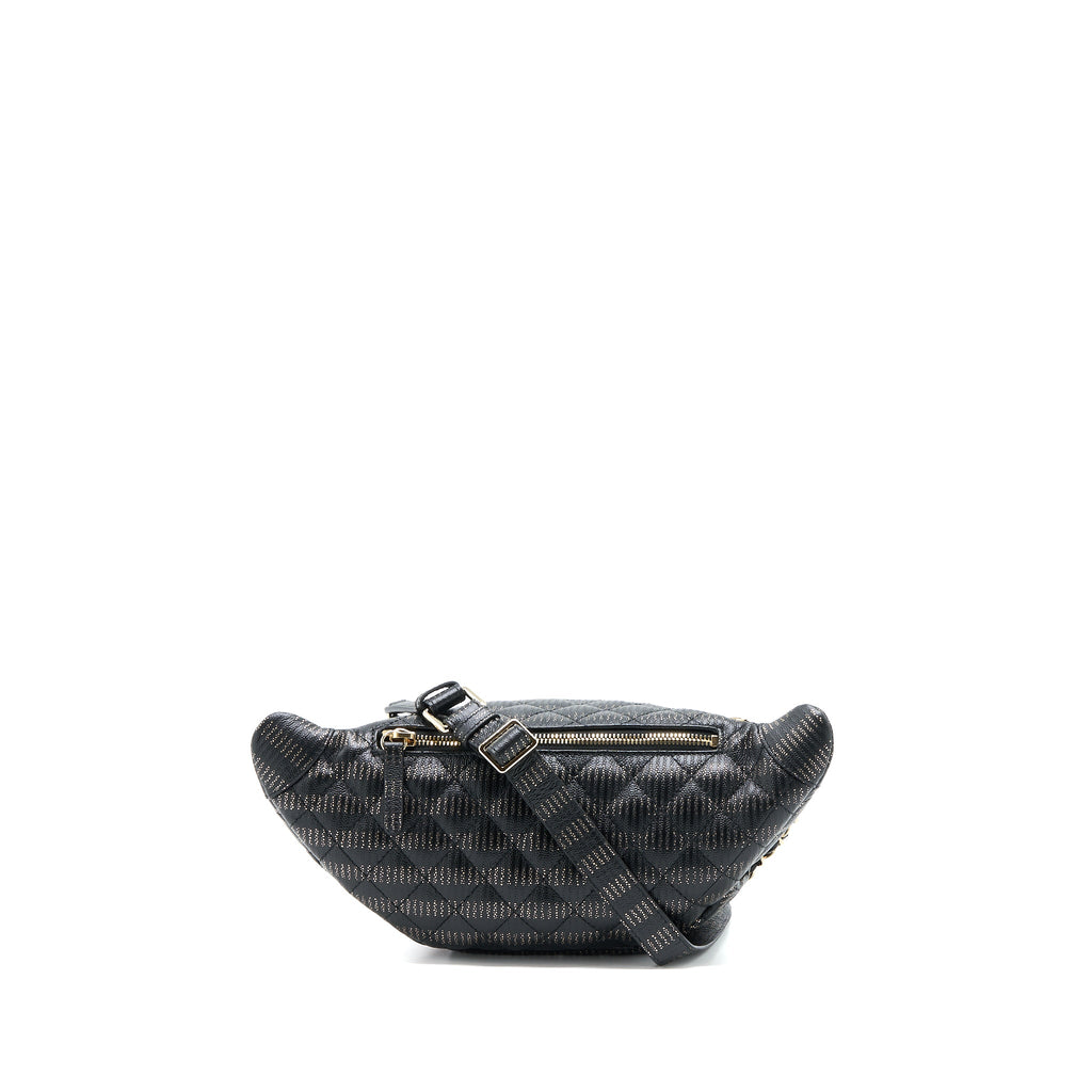 CHANEL SEASONAL WAIST BAG CALFSKIN BLACK/GOLD GHW
