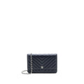CHANEL WALLET ON CHAIN CHEVRON LAMBSKIN NAVY SHW