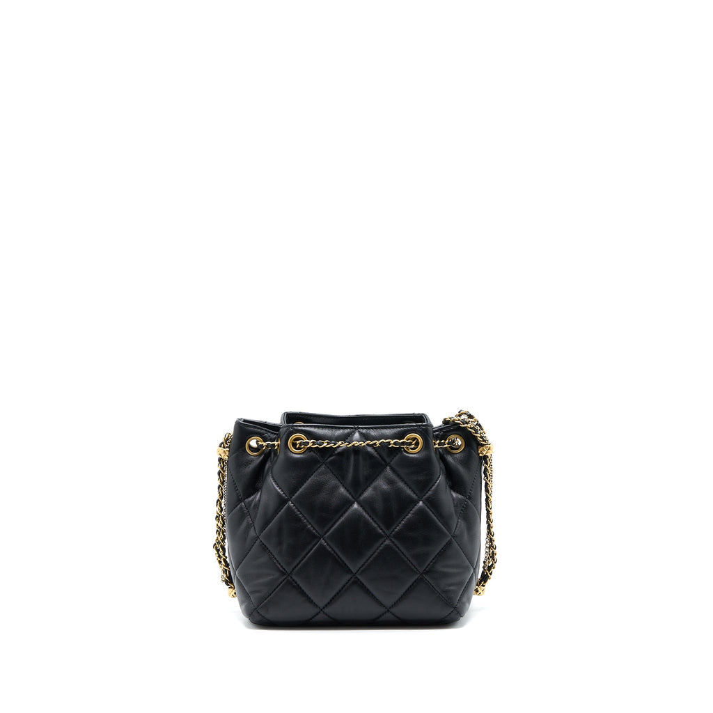 CHANEL DRAWSTRING BUCKET BAG LAMBSKIN BLACK GHW (MICROCHIP)