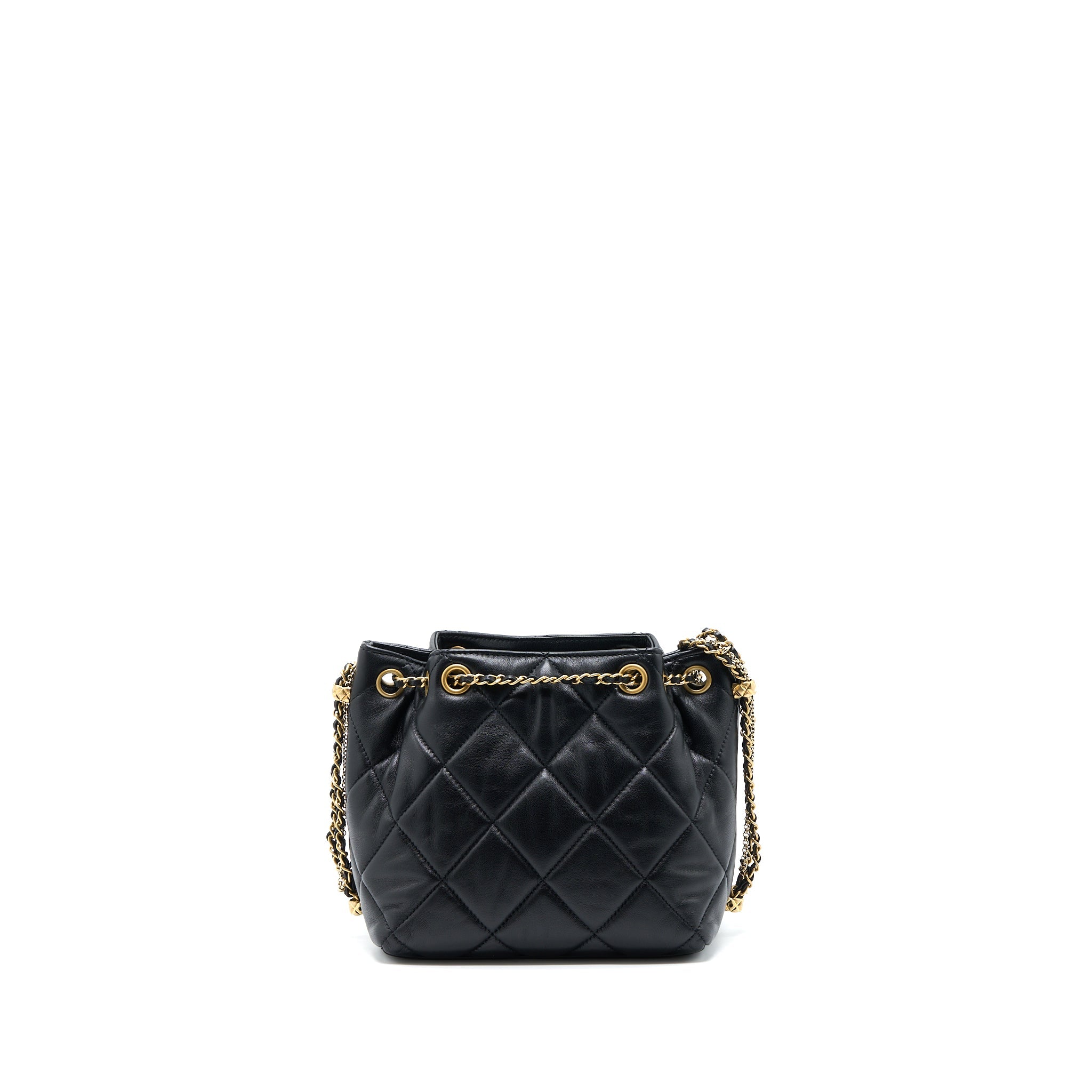 CHANEL DRAWSTRING BUCKET BAG LAMBSKIN BLACK GHW (MICROCHIP)