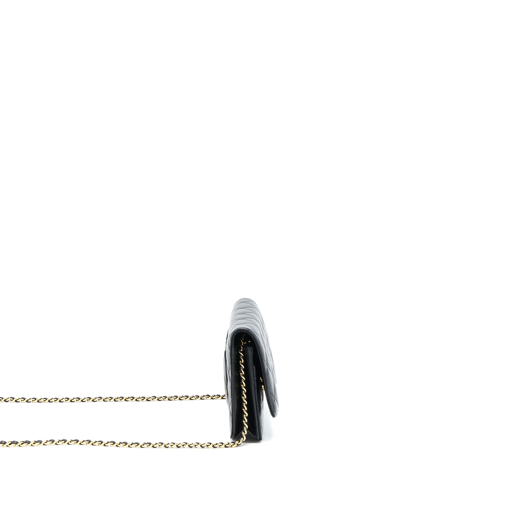 CHANEL CLASSIC WALLET ON CHAIN CAVIAR BLACK GHW (MICROCHIP)