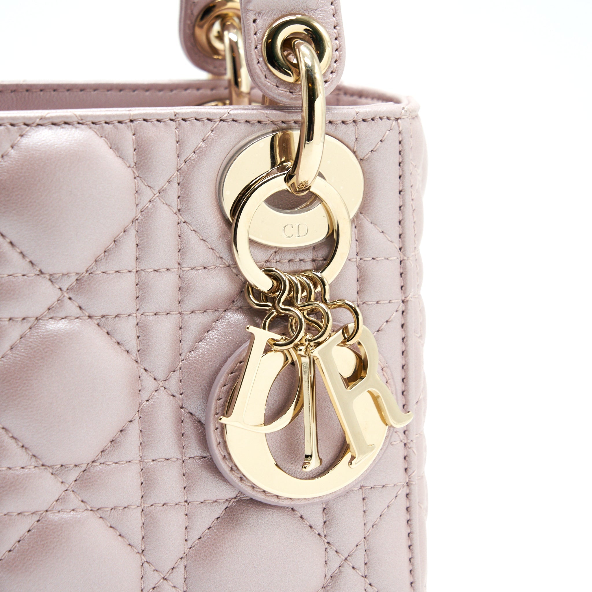 DIOR LADY DIOR MINI TOTE BAG PINK WITH LGHW