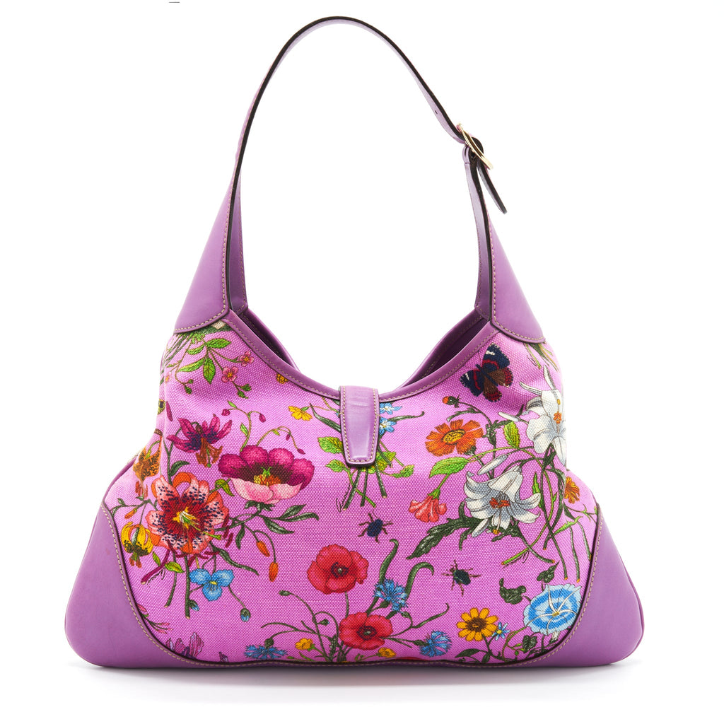 GUCCI FLORA JACKIE BAG CANVAS AND LEATHER MULTICOLOUR GHW