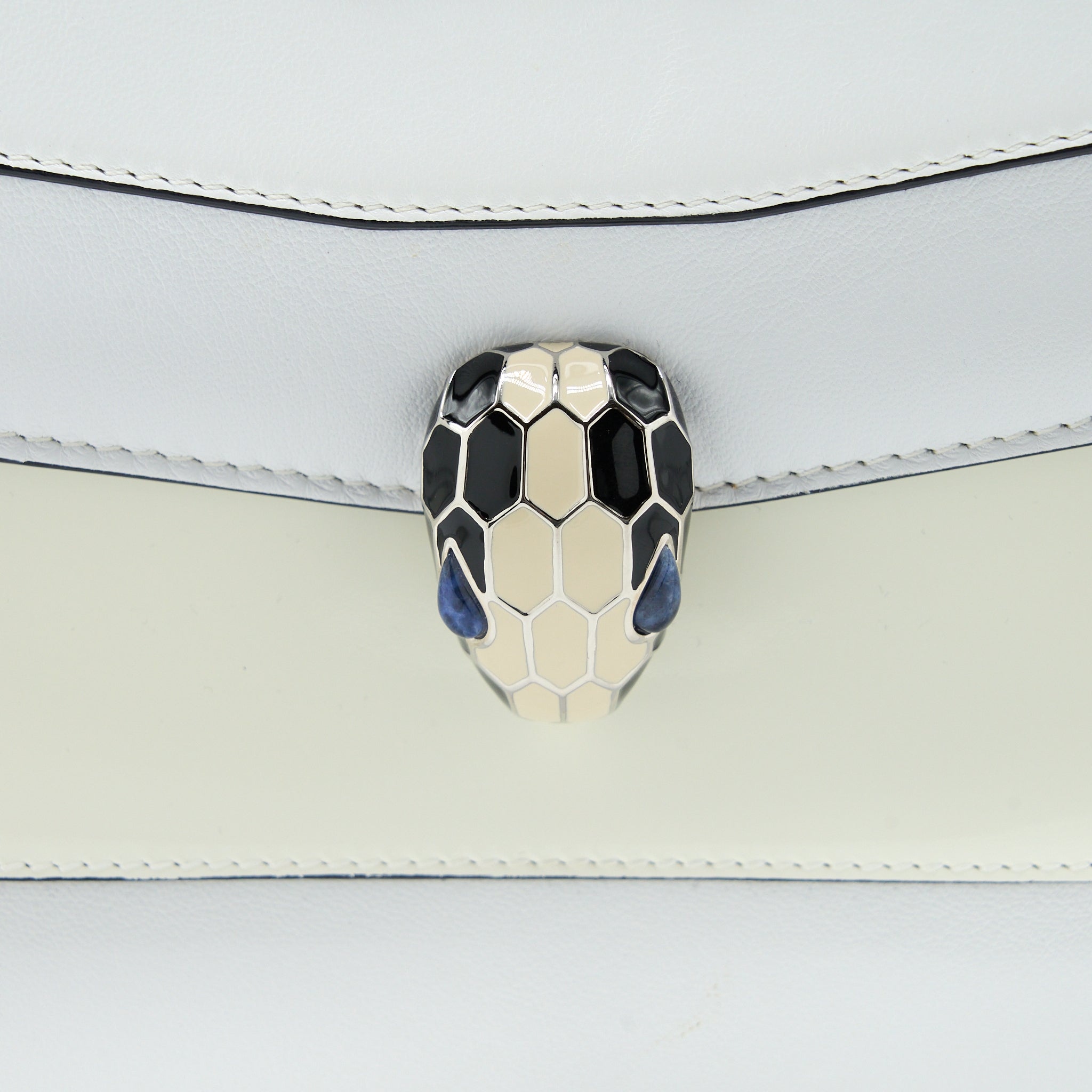 BVLGARI SERPENTI FOREVER SHOULDER BAG PATENT WHITE SHW