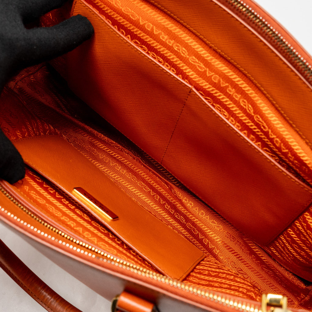 PRADA LARGE SAFFIANO TOTE BAG LEATHER ORANGE GHW