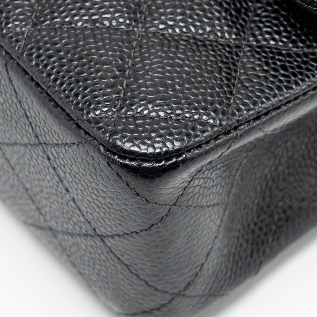 CHANEL MEDIUM CLASSIC DOUBLE FLAP BAG CAVIAR BLACK SHW